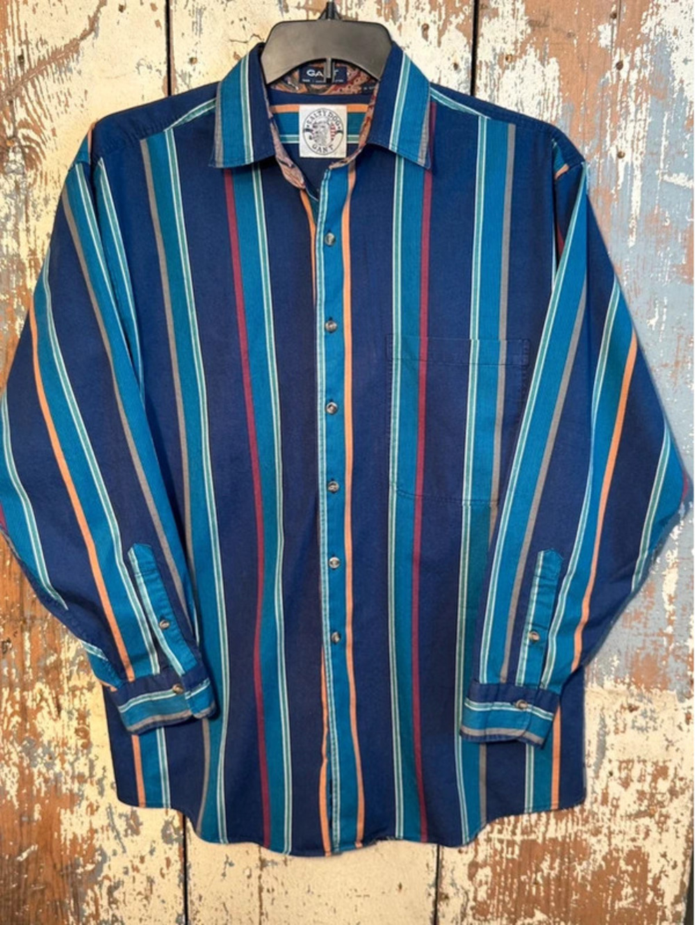 GANT Salty Dog Striped Mens striped Button Down Shirt size Medium 90s